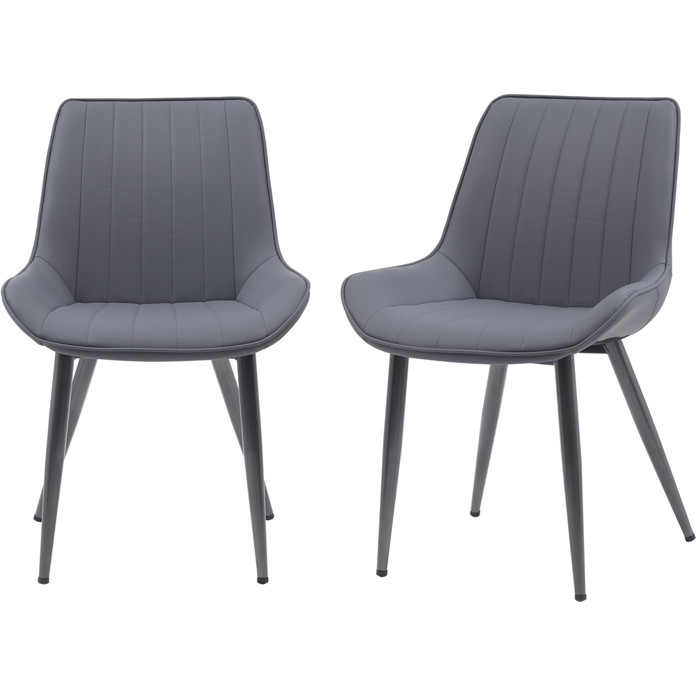 MMT Furniture Designs Set of 2 Grey Bucket Style Dining Chair with Black Legs Image 2