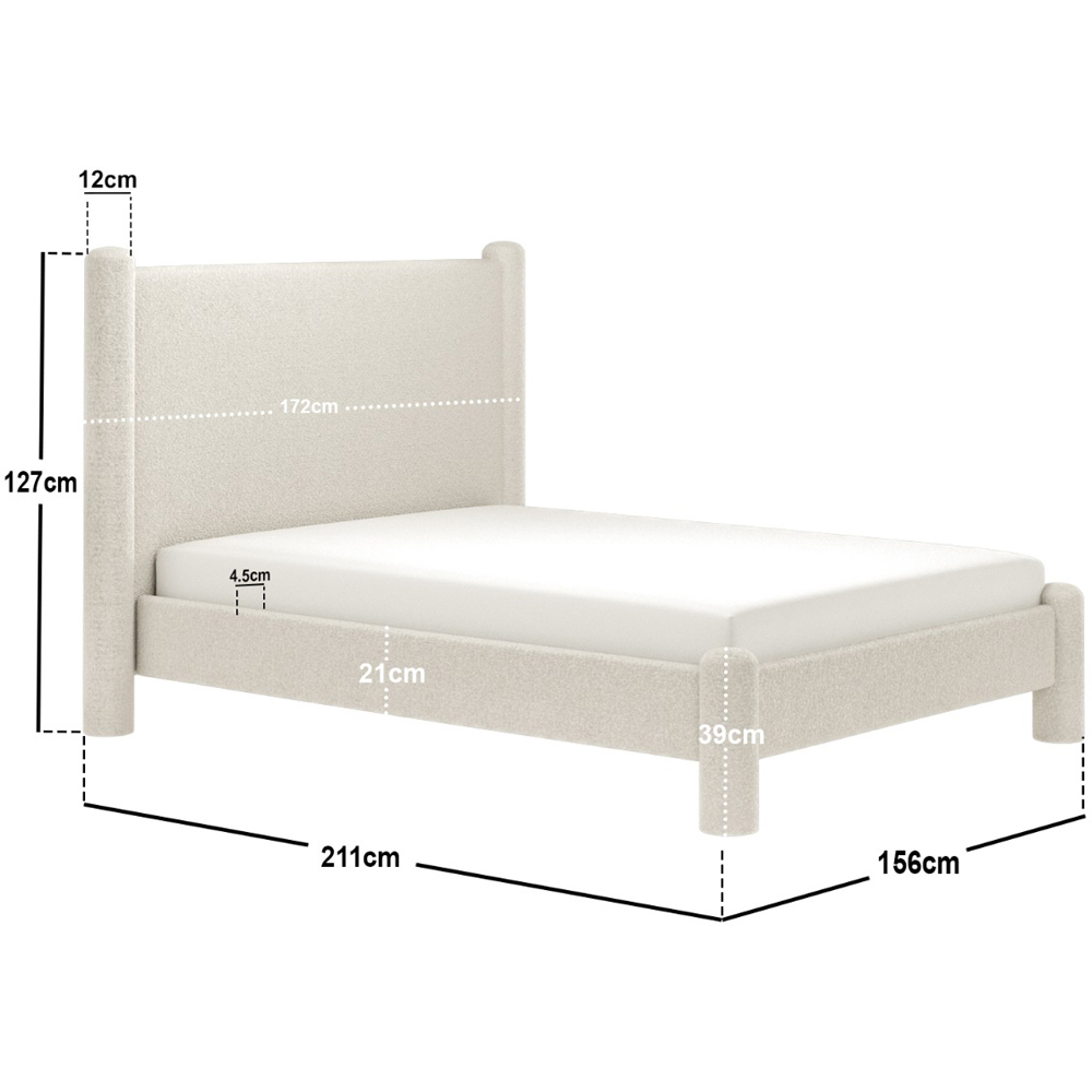 Flair Rayne Double Beige Boucle Fabric Pillar Bed Image 6