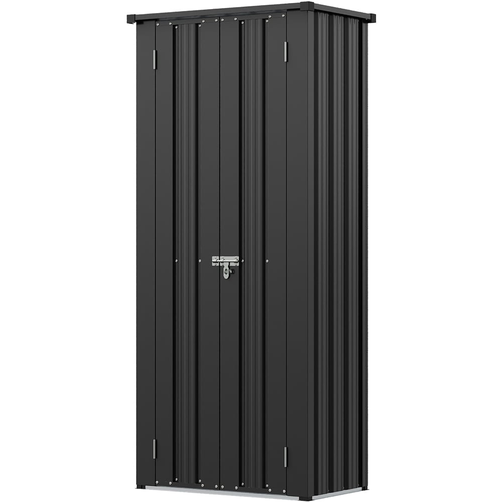Living and Home 1.5 x 2.5ft Metal Double Door Flat Top Garden Tool Storage Shed Image 1