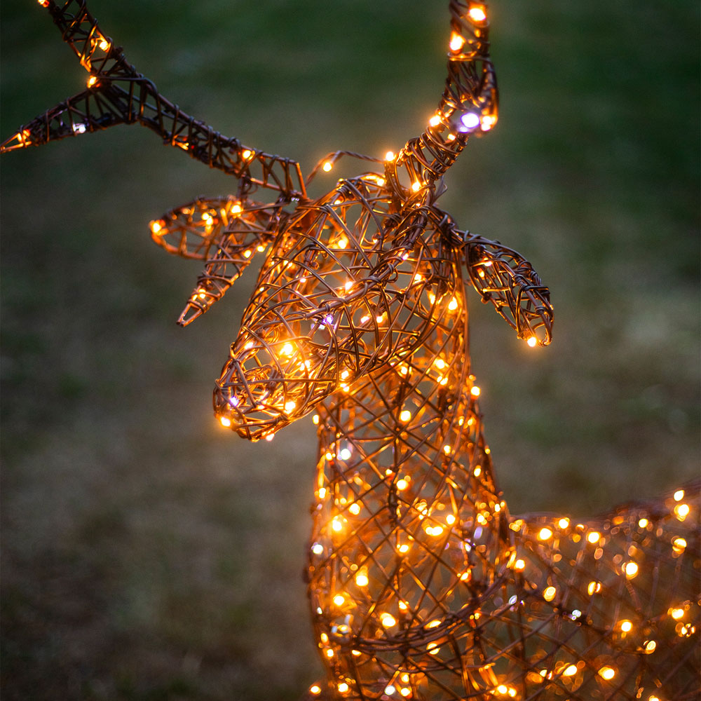 The Christmas Centre 330 LED Brown Wicker Light-Up Stag Reindeer 4.5ft Image 3