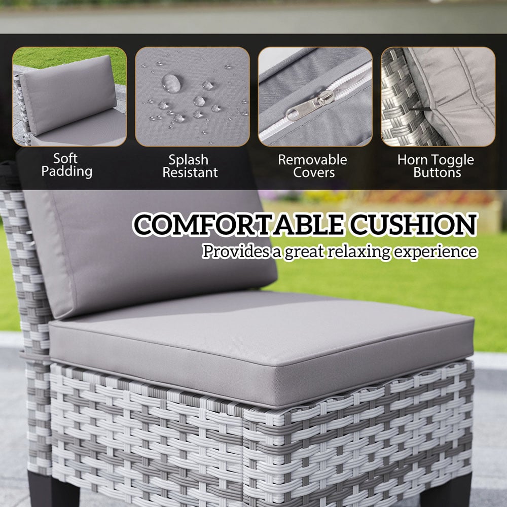 Outsunny 6 Seater Grey Rattan Garden Dining Set with Cushions and Umbrella Hole Image 8