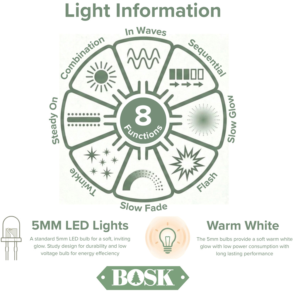 Bosk Anders Pre-Lit 300 Warm White LED Fir Artificial Christmas Tree 7ft Image 7
