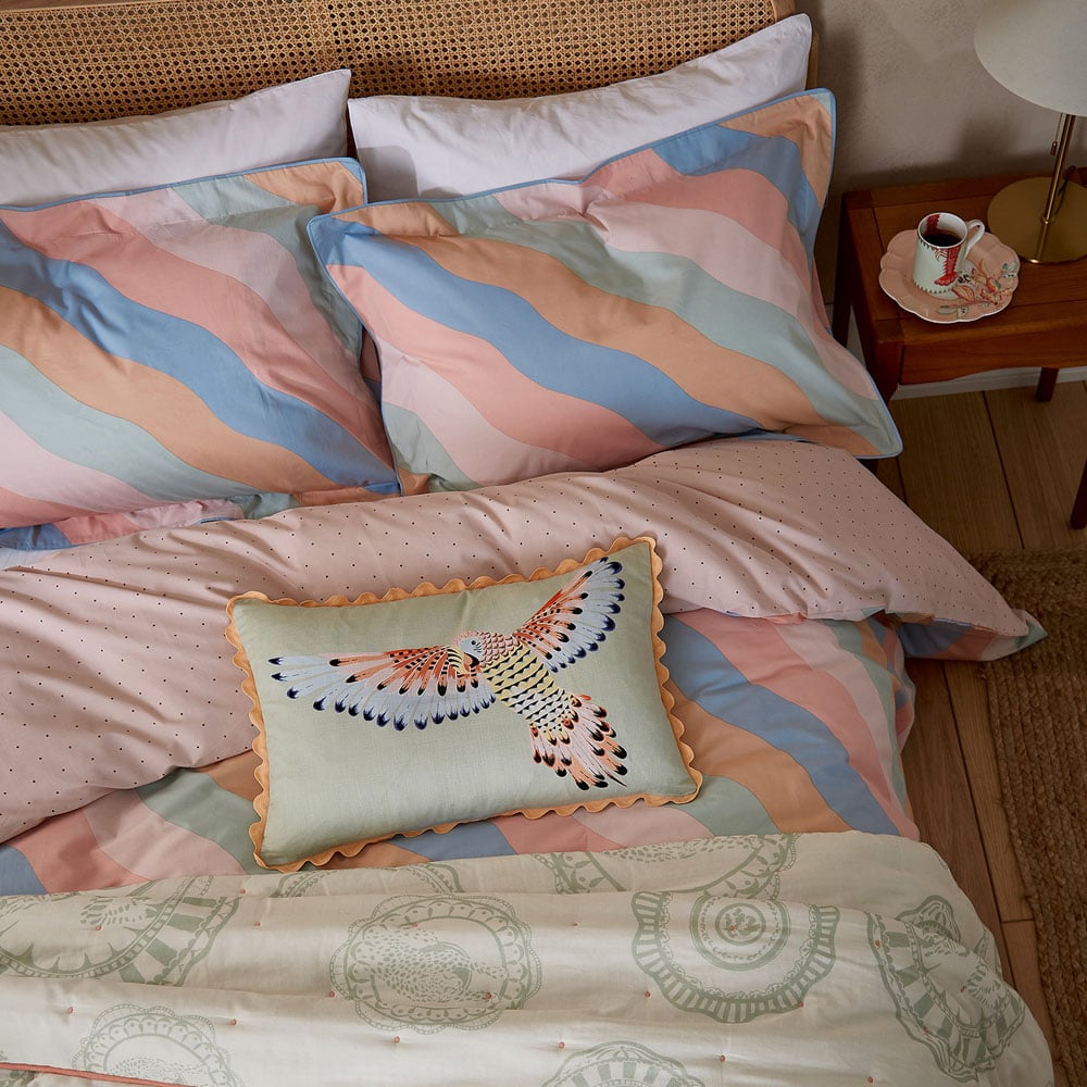 Yvonne Ellen Fresh Sage Vintage Plates Throw 150 x 200cm Image 2