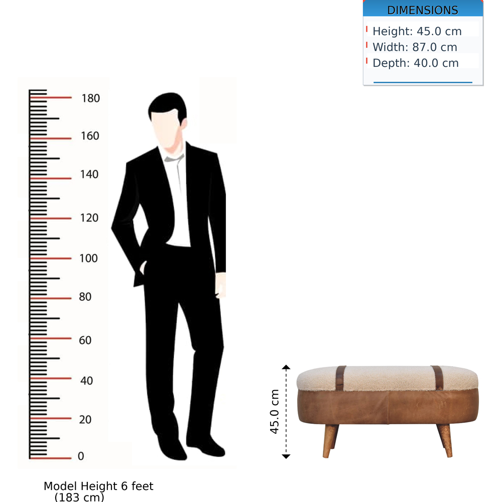 Artisan Furniture Tan Buffalo Boucle Upholstered Solid Wood Nordic Bench with Storage Box Image 8