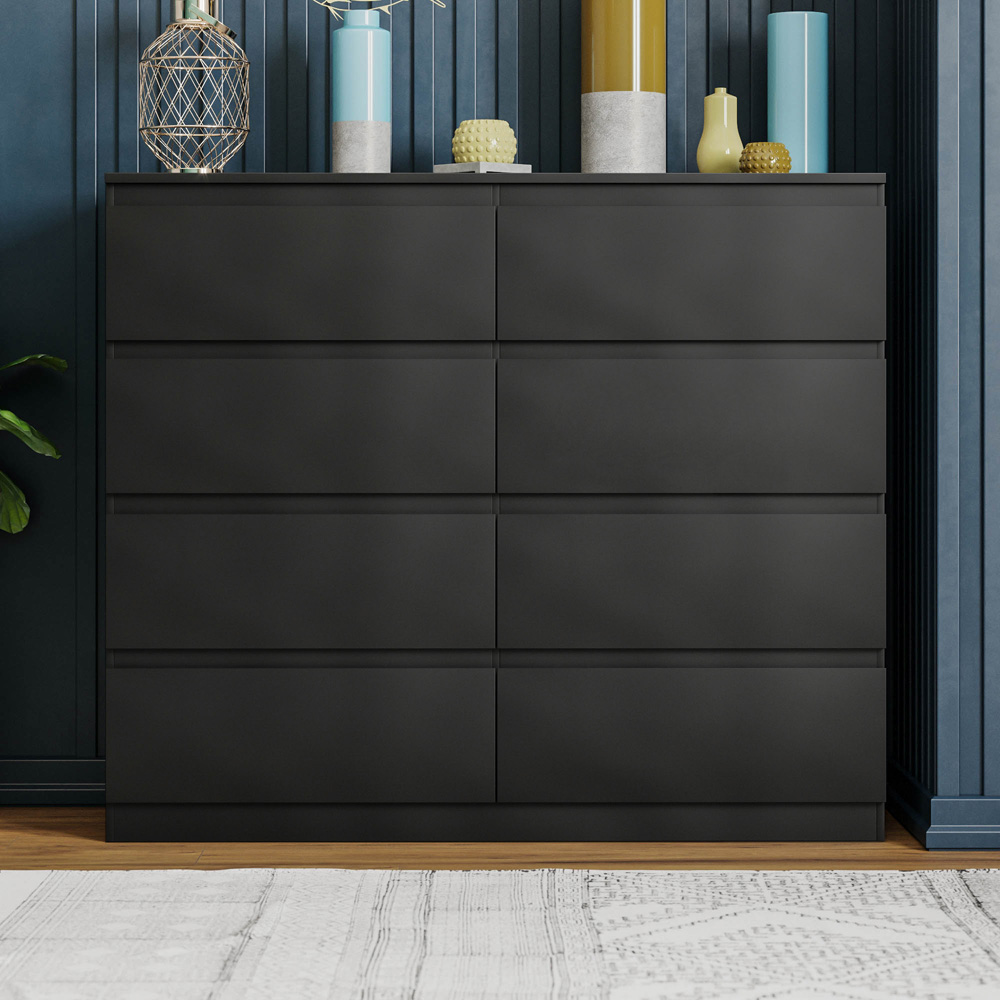 Vida Designs Denver 8 Drawer Black Chest of Drawers Image 6