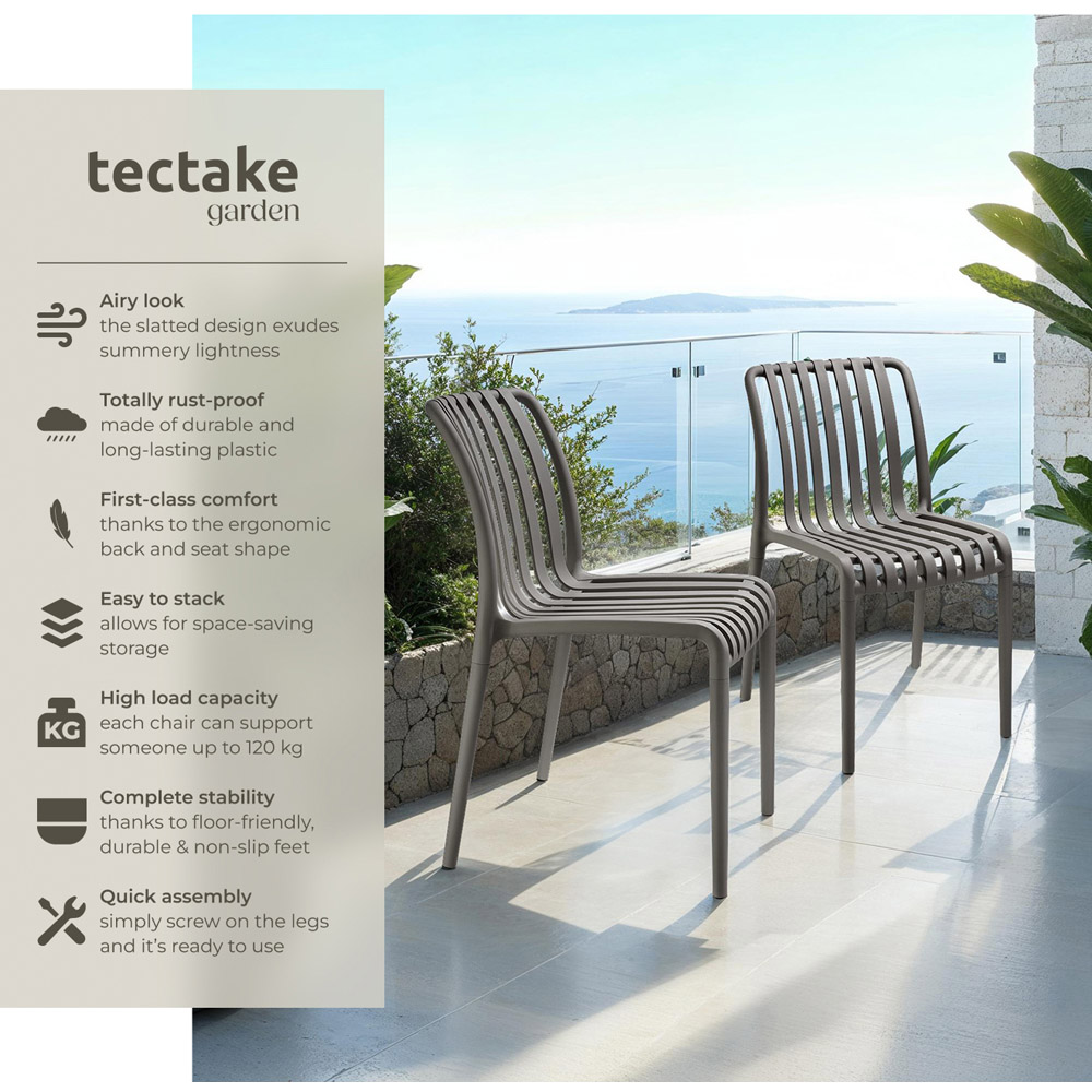 tectake Alcudia Set of 4 Anthracite Stackable Garden Chair Image 3