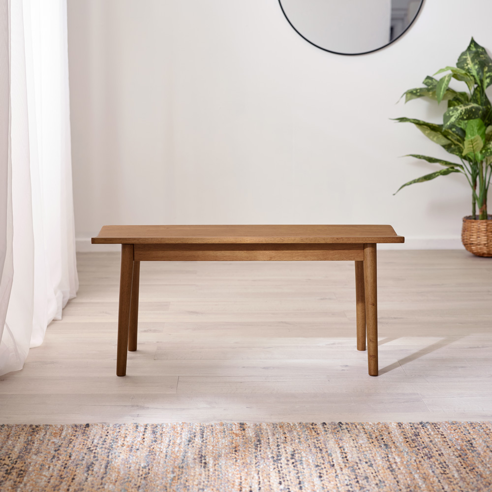 Furniturebox Lymington 2 Seater Walnut Effect Solid Wood Dining Bench Image 4