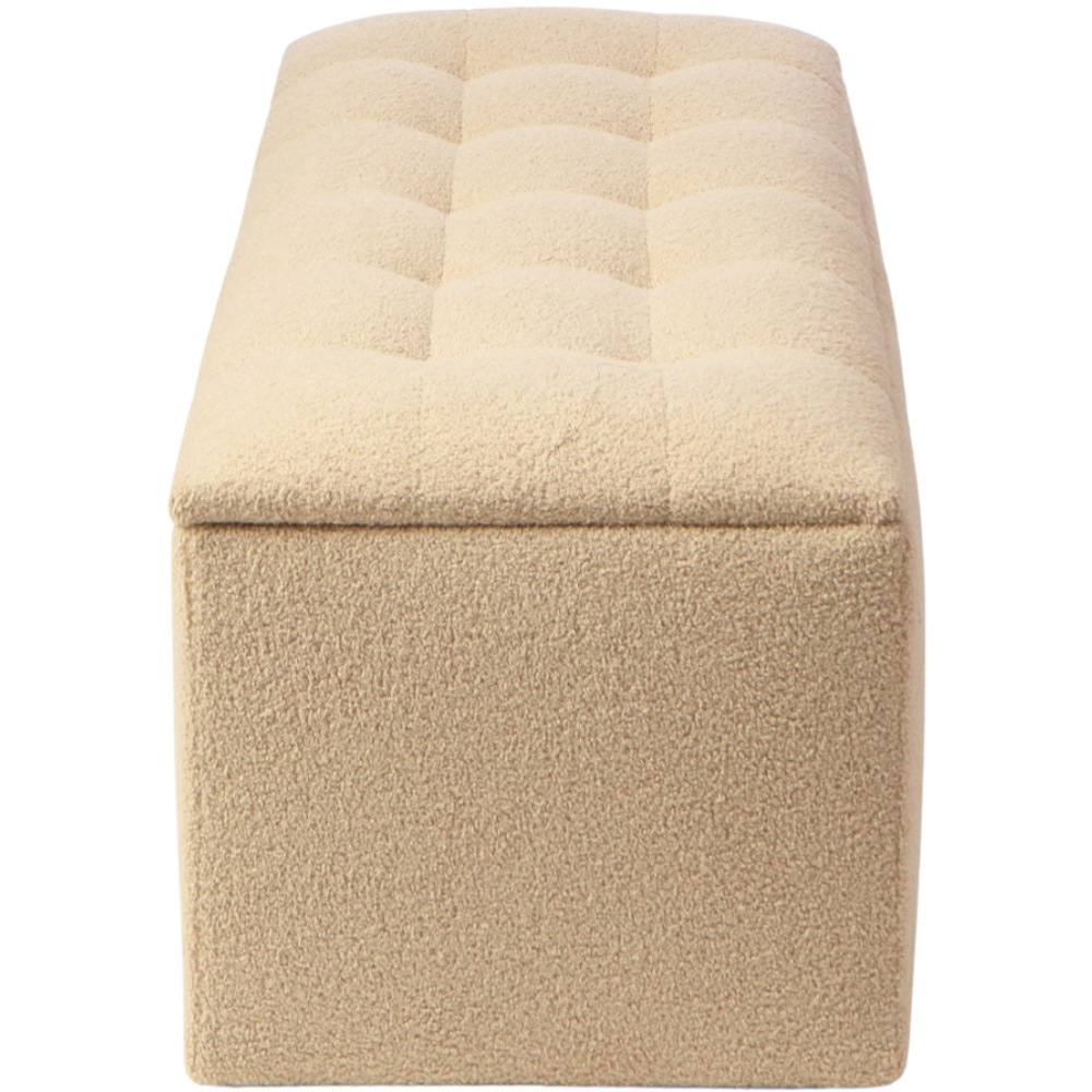 Desser Furniture Medium Rectangular Latte Boucle Fabric Storage Ottoman Image 4