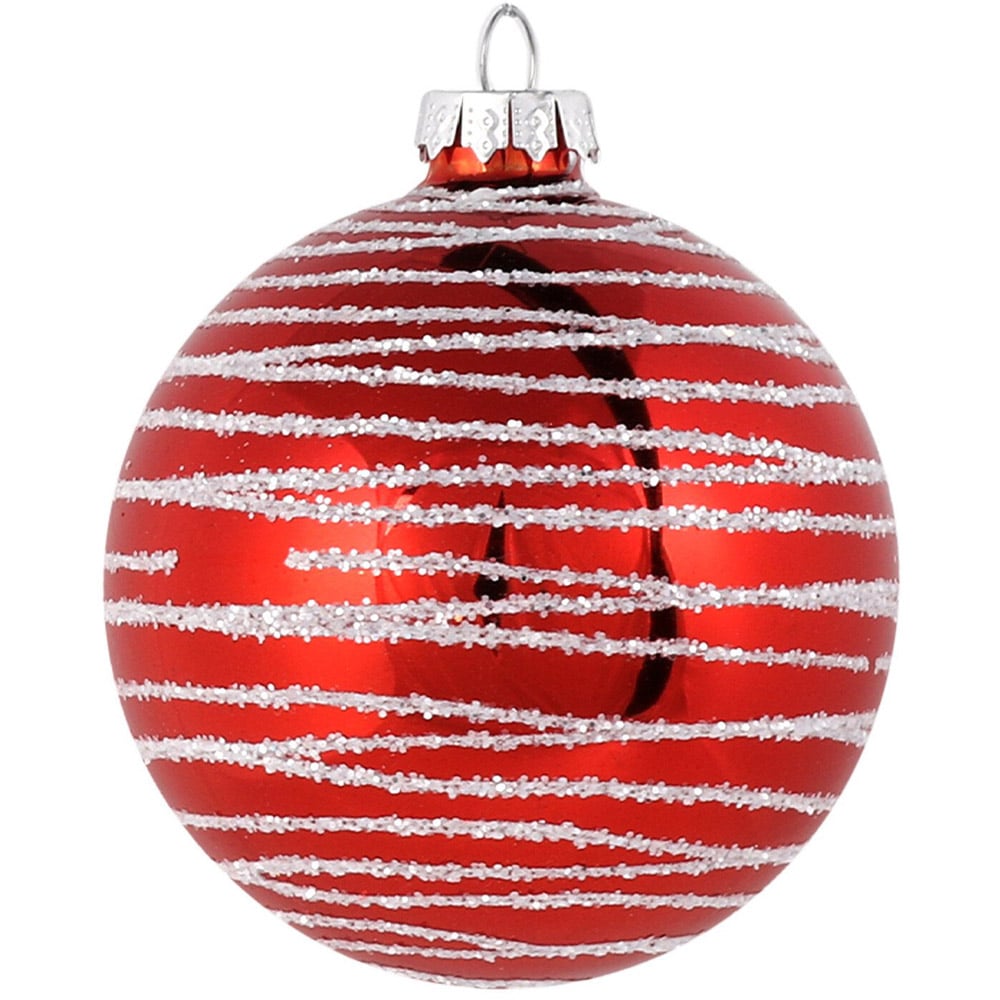 Shiny Red and White Glitter Bauble - Red Image 2