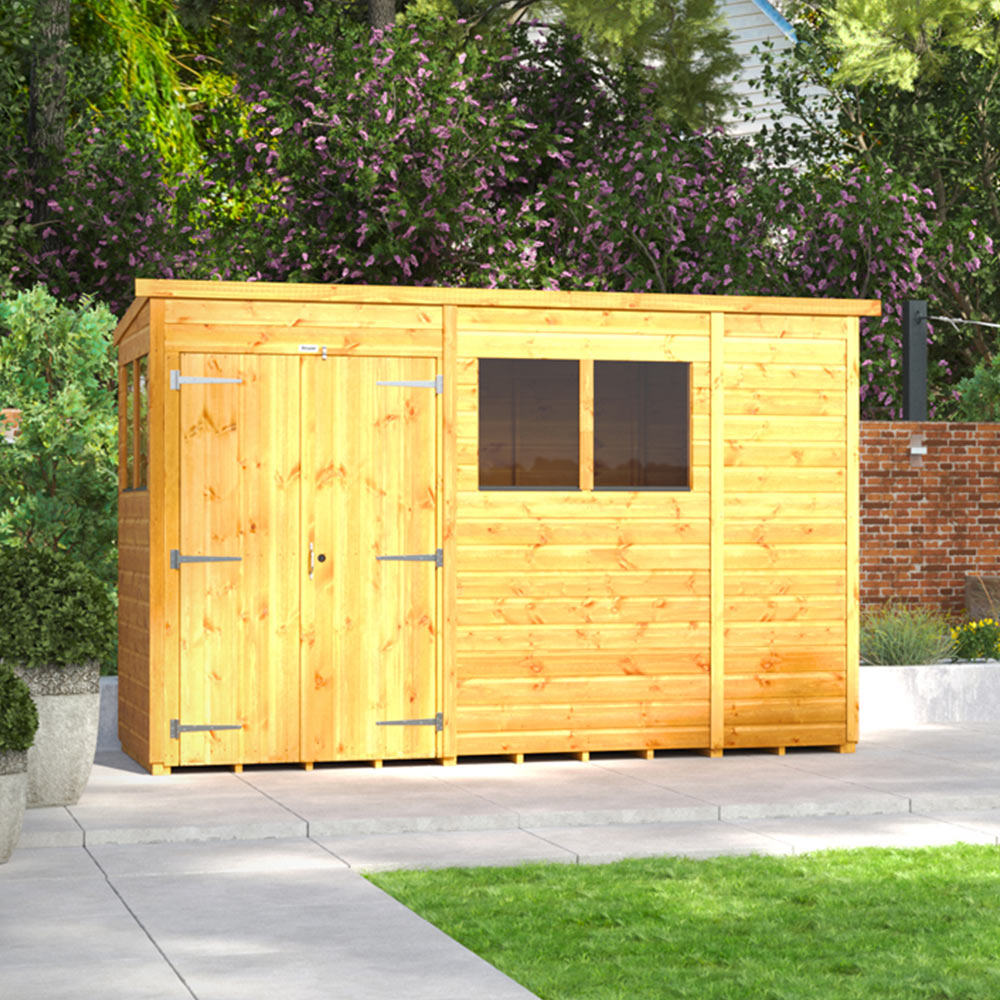 Power Sheds 10 x 4ft Double Door Pent Wooden Shed Image 2