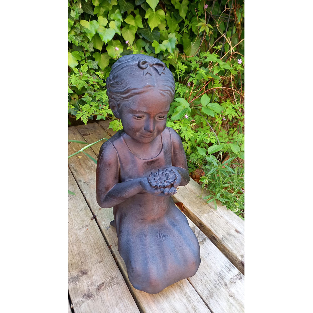 Inspirational Gifting Girl with Flower Polystone Resin Garden Ornament Image 7