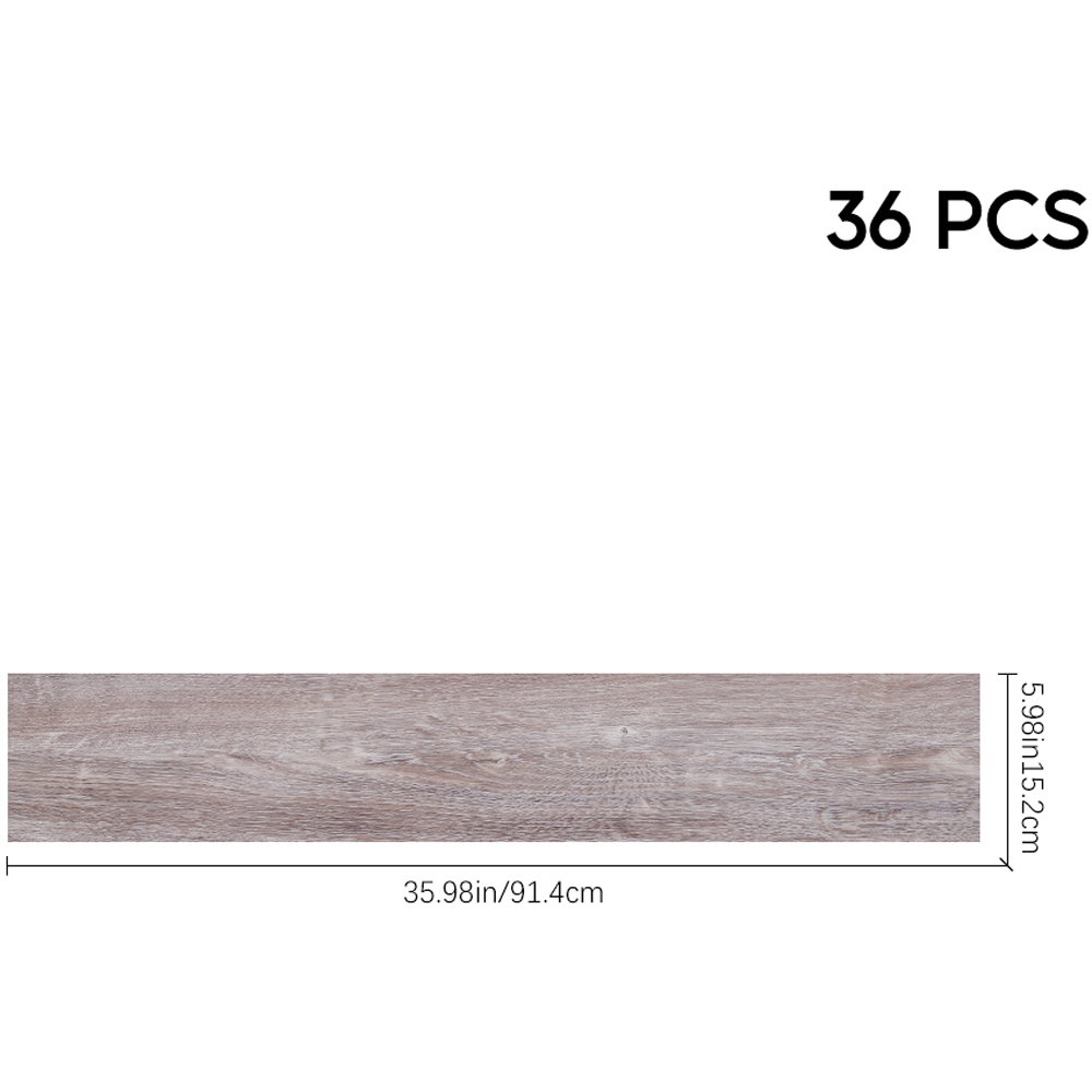 Living and Home Greyish Beige Rustic Wood Grain Rectangle PVC Flooring Self Adhesive 36 Pack Image 8
