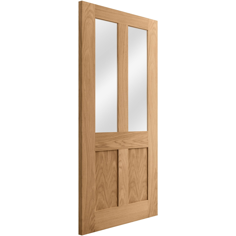 Victorian Oak Veneer Shaker 2 Panel Clear Glass Internal Door 1981 x 686 x 35mm Image 3