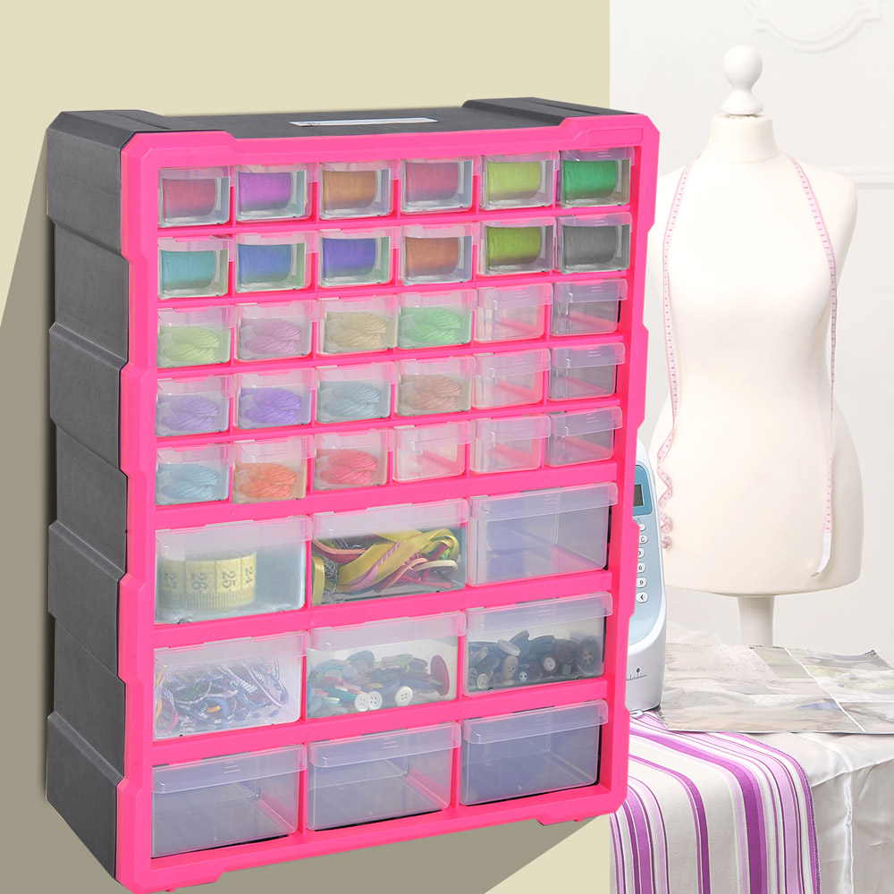 DURHAND 39 Drawer Pink Storage Organiser Image 2
