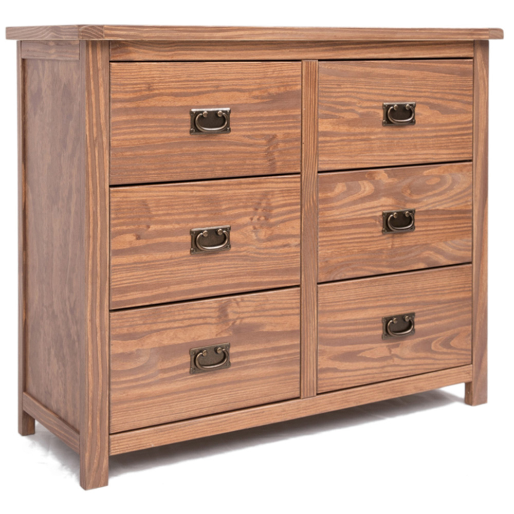 Cabinet Bits Padua 6 Drawer Brown Brass Drop Handle Chest of Drawers Image 3