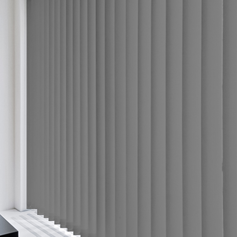 Caecus Blackout Long Drop Plain Vertical Blind Complete Grey 90 x 240cm Image 2