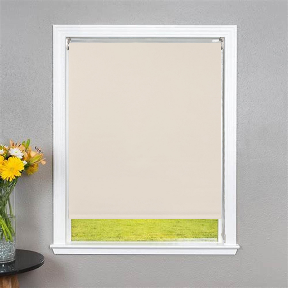 Plain Blackout Roller Blind Ivory 60cm Image 1