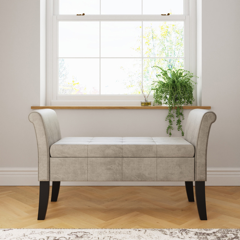 GFW Balmoral Silver Upholstered Window Seat Image 7