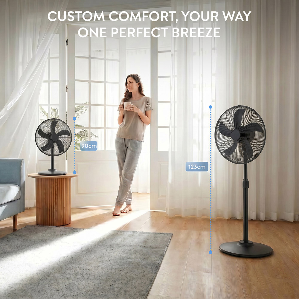 Air Pro Black Height Adjustable Oscillating Standing Pedestal Fan 16 inch Image 8
