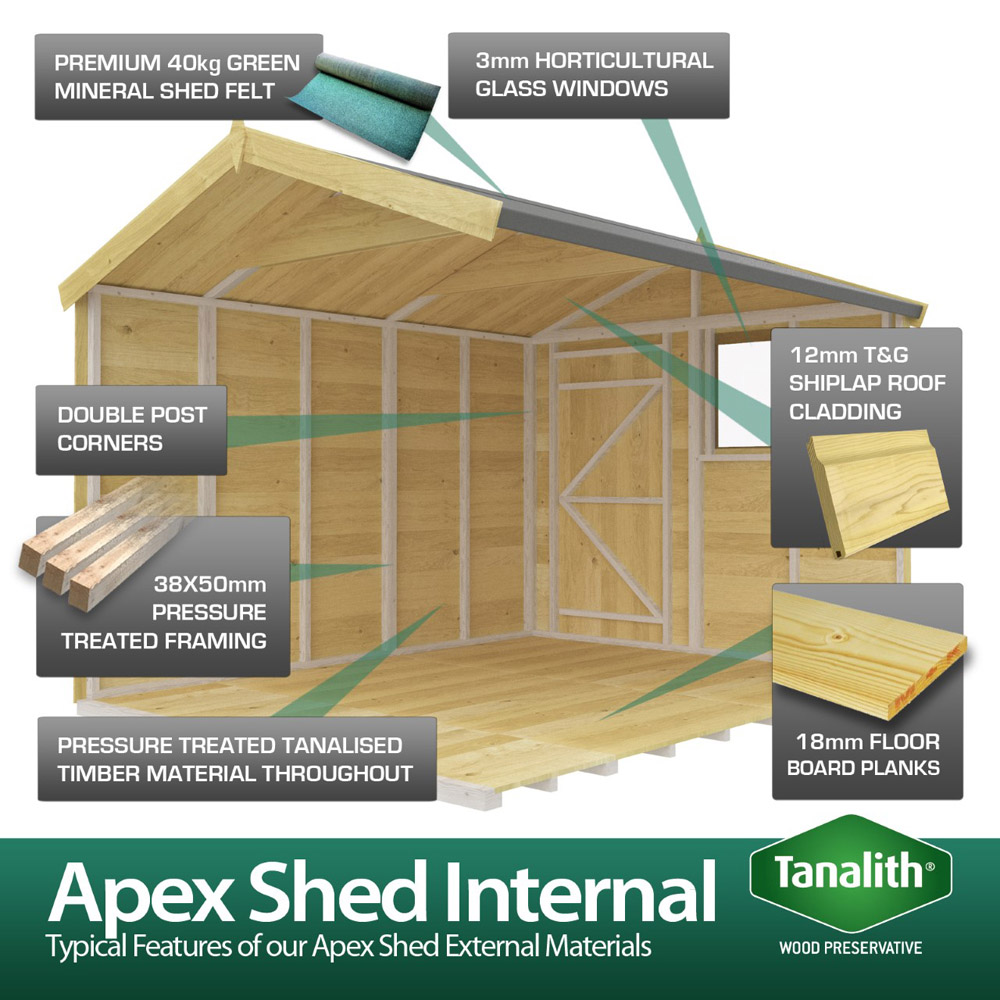 DIY Sheds 5 x 13ft Tongue and Groove Timber Apex Security Garden Shed Image 5