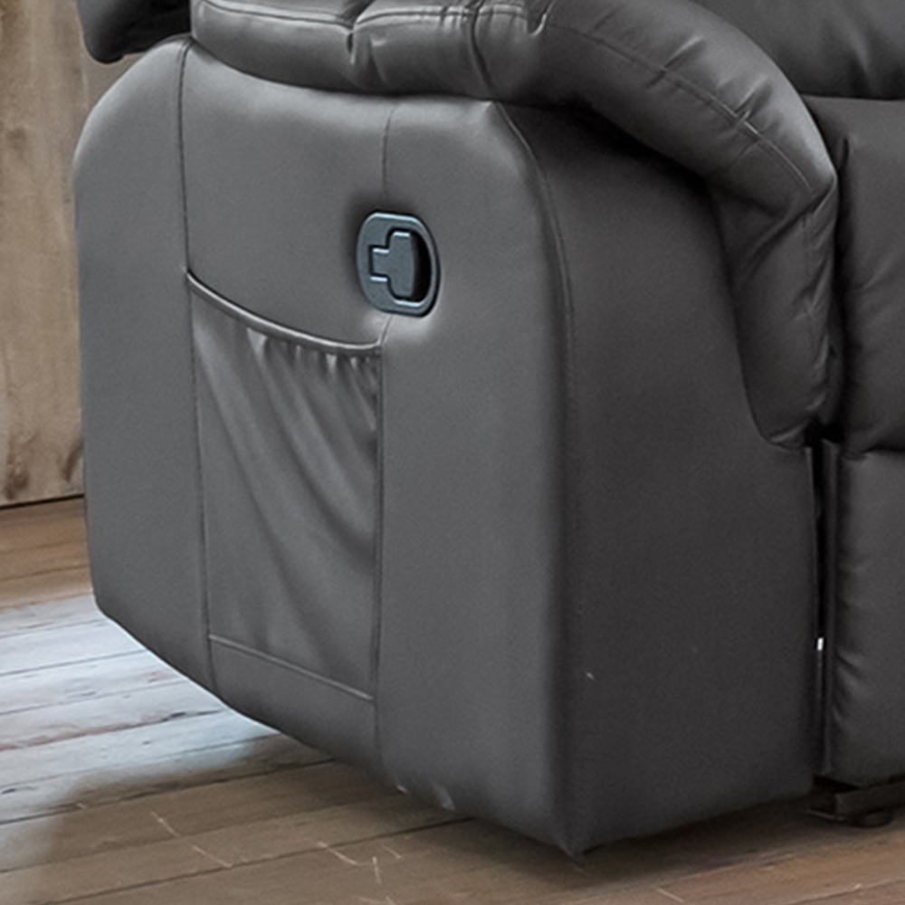 Almeira 2 Seater Grey Bonded Leather Recliner Sofa Image 3