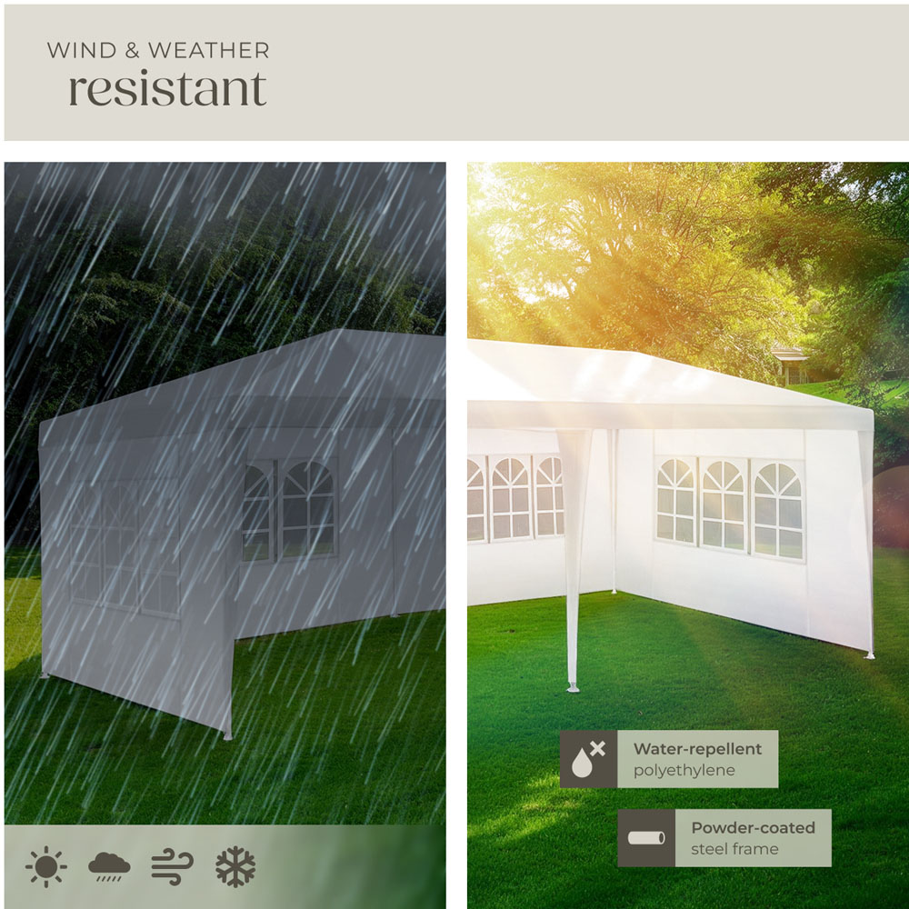 tectake Novara 6 x 3m White Gazebo with 5 Side Panels Image 4