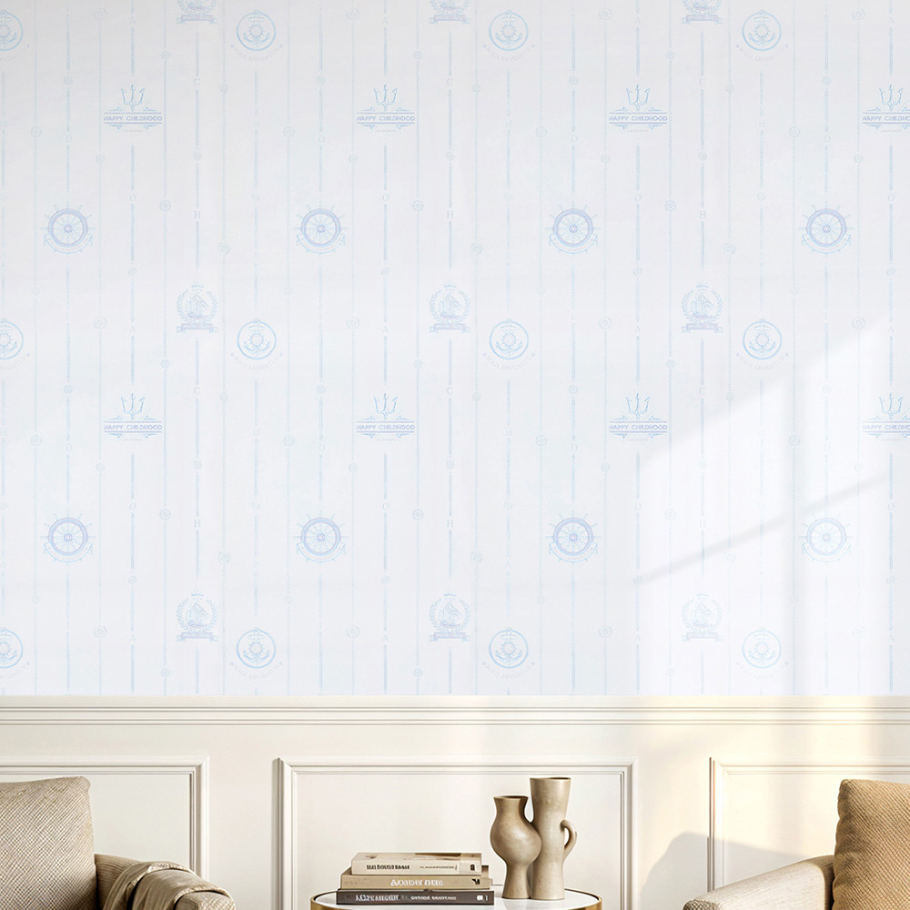 Living and Home Blue and White 3D Embossed Non-Woven Wallpaper Roll 950 x 53cm Image 2