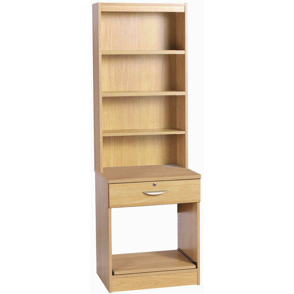 R White Cabinets Single Drawer 4 Shelf Printer Desk Stand with Hutch Brown Image 2