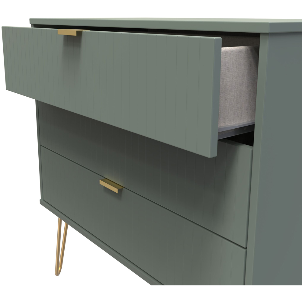 Crowndale 3 Drawer Reed Green Wide Chest of Drawers Ready Assembled Image 6