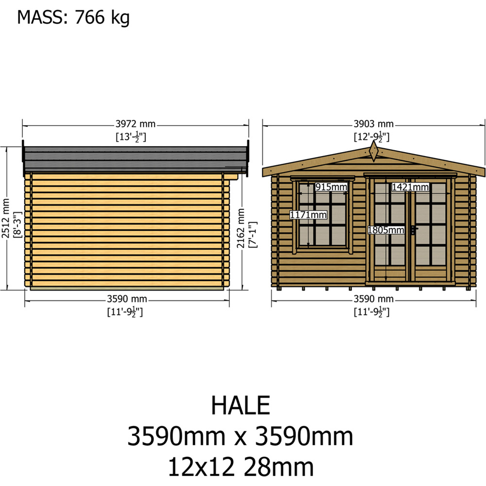 Shire Hale 12 x 12ft Log Cabin Image 9