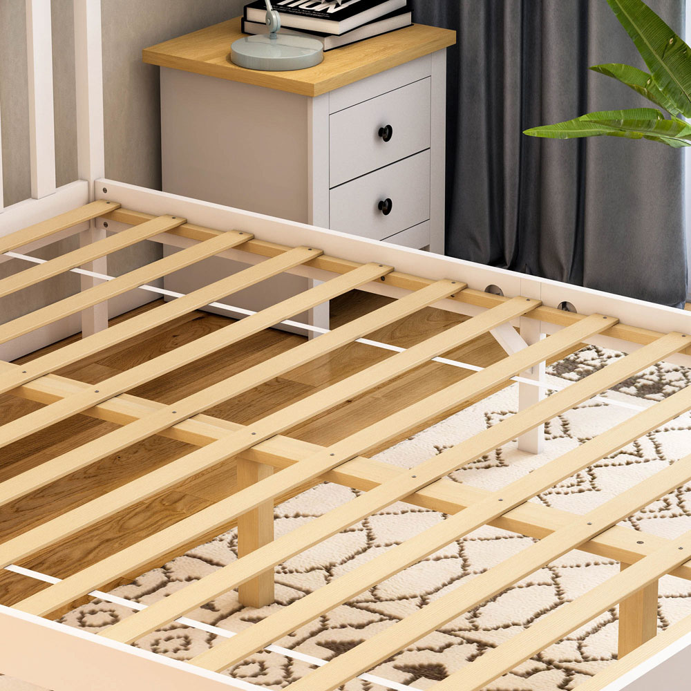 Vida Designs Milan King Size White and Pine Low Foot Wooden Bed Frame Image 3