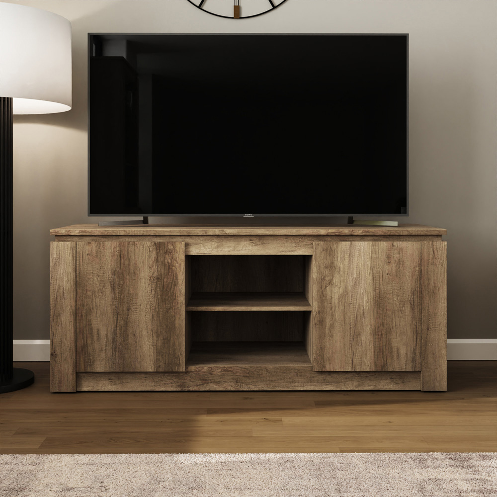 GFW Canyon 2 Door 2 Shelf Oak TV Unit Image 8