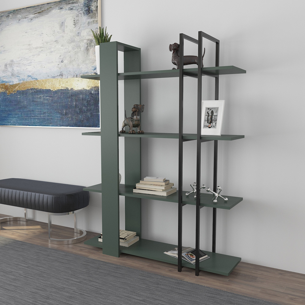 Decorotika Onno 4 Shelf Silva and Black Bookcase Image 6