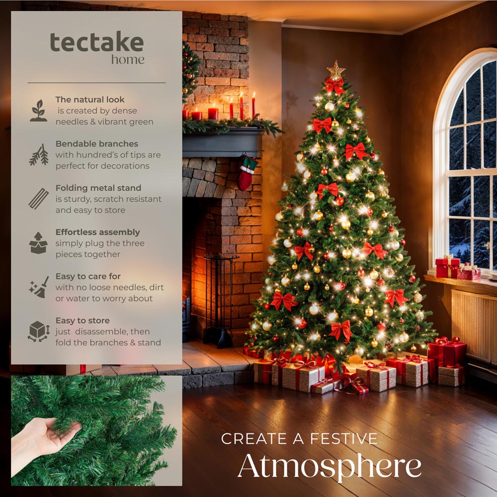 tectake Dasher Dense Needle Green Artificial Christmas Tree 7.5ft Image 6