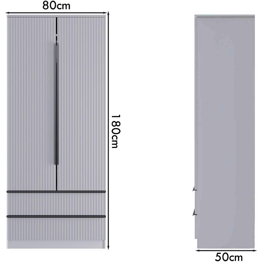 FWStyle Lania 2 Door 2 Drawer Dark Grey Scalloped Ripple Effect Combination Wardrobe Image 6