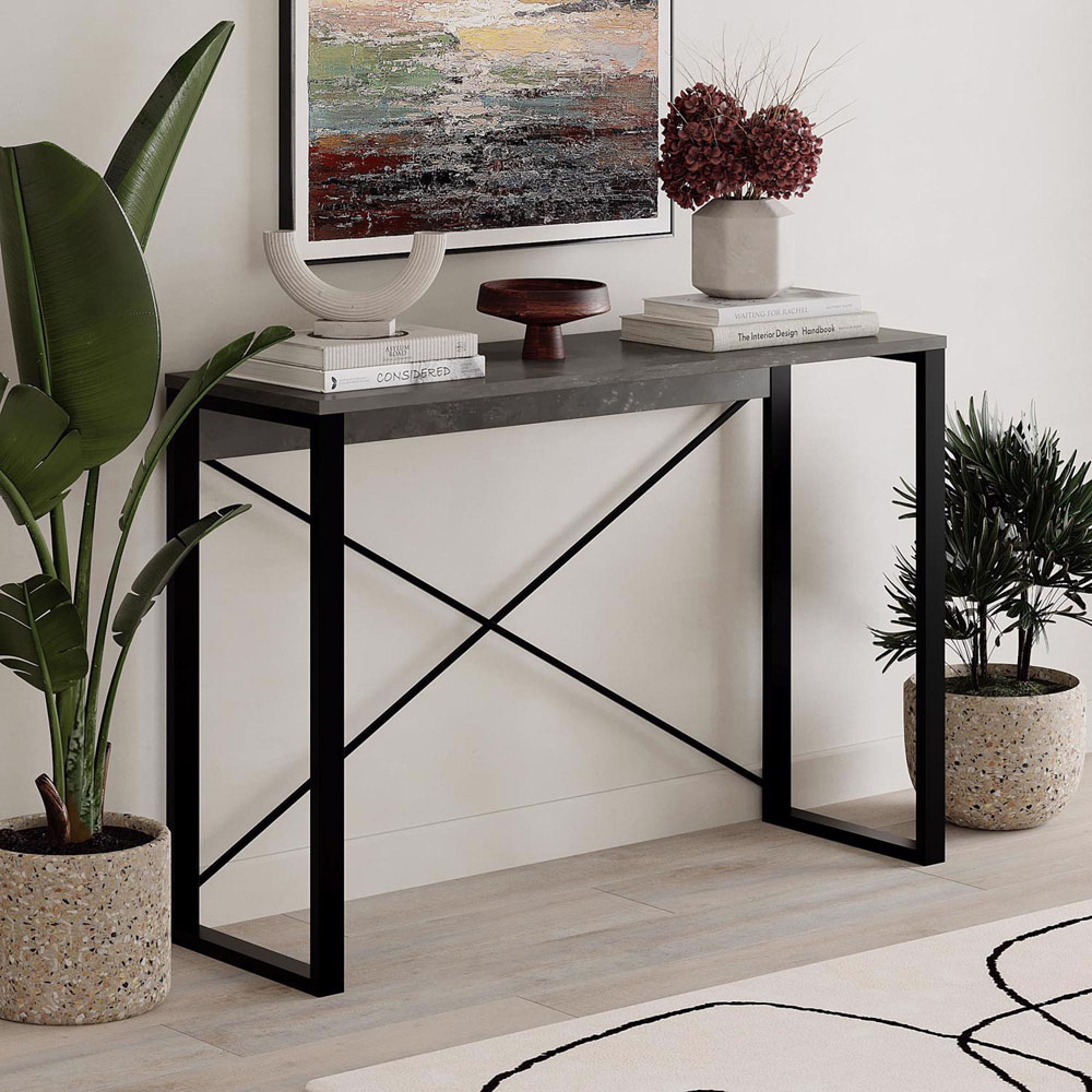 FWStyle Archie Retro Grey Console Table Image 5