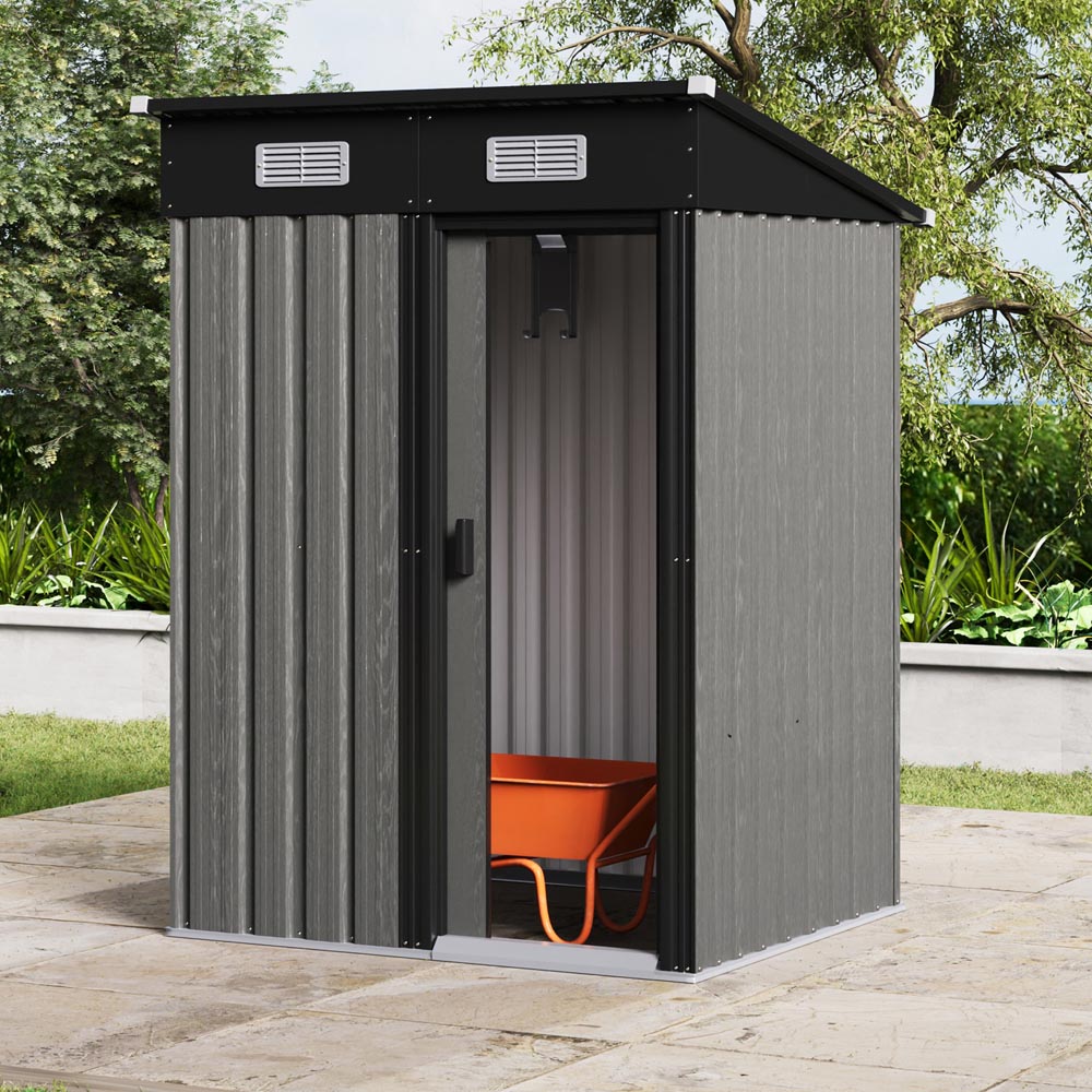Living and Home 4.6 x 4.6ft Grey Metal Garden Storage Shed Image 6