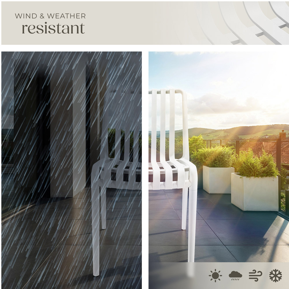 tectake Alcudia Set of 2 White Stackable Garden Chair Image 7