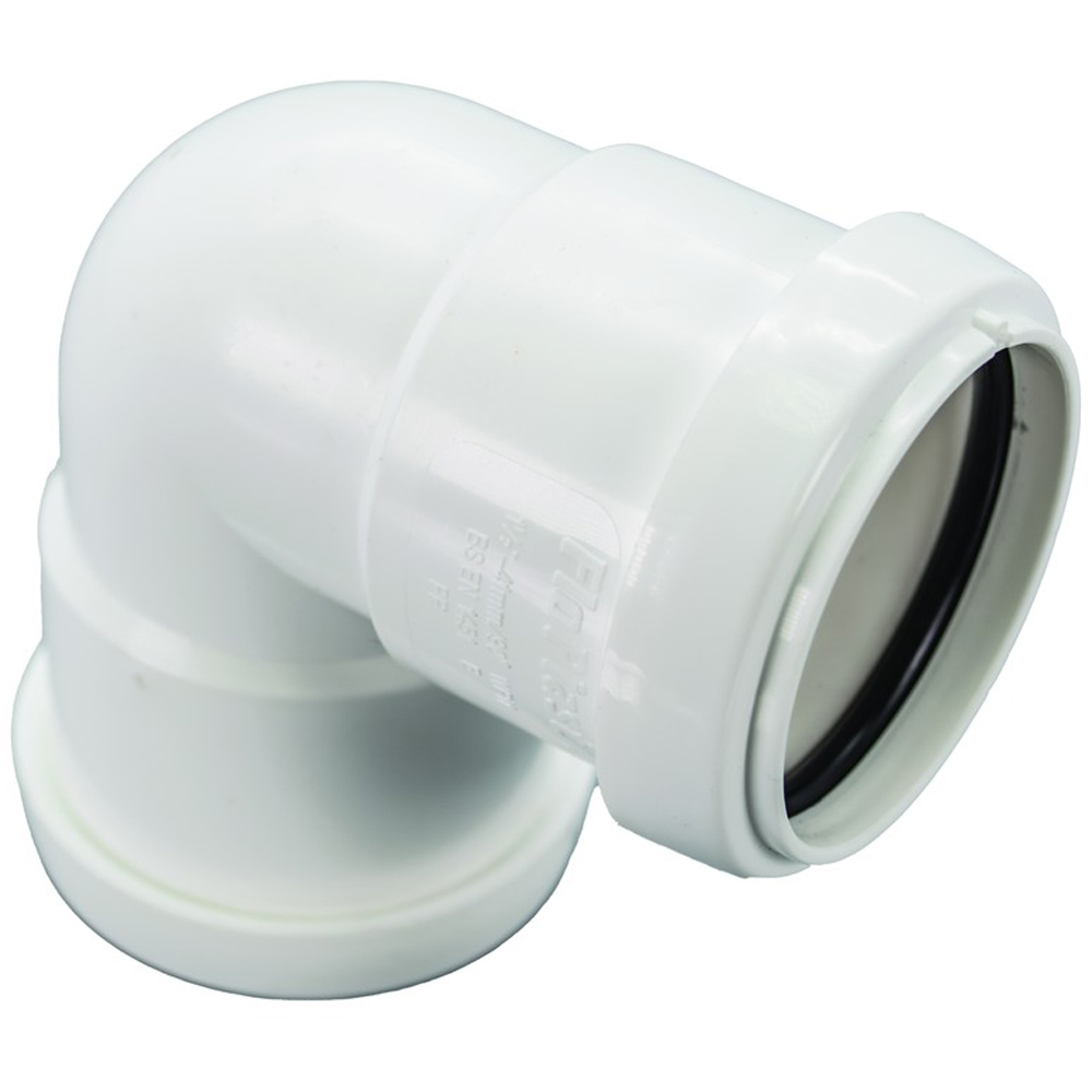 FloPlast Push Fit Waste 90 Degree Knuckle Bend White 40mm Image 3