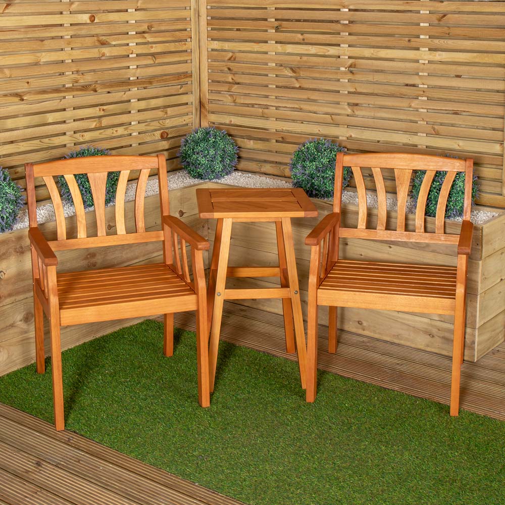 Samuel Alexander 2 Seater Wooden Garden Slatted Table and Chair Set Image 7