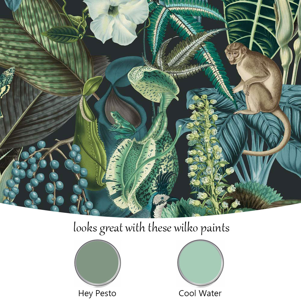 Grandeco Amazon Botanical Wildlife Jungle Green and Blue Teal Textured Wallpaper Image 4