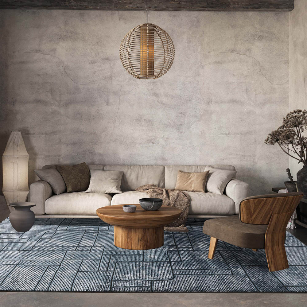 Desire Rugs Belgravia Metallic Sheen Modern Cobble Design Navy Rug 120 x 170cm Image 2