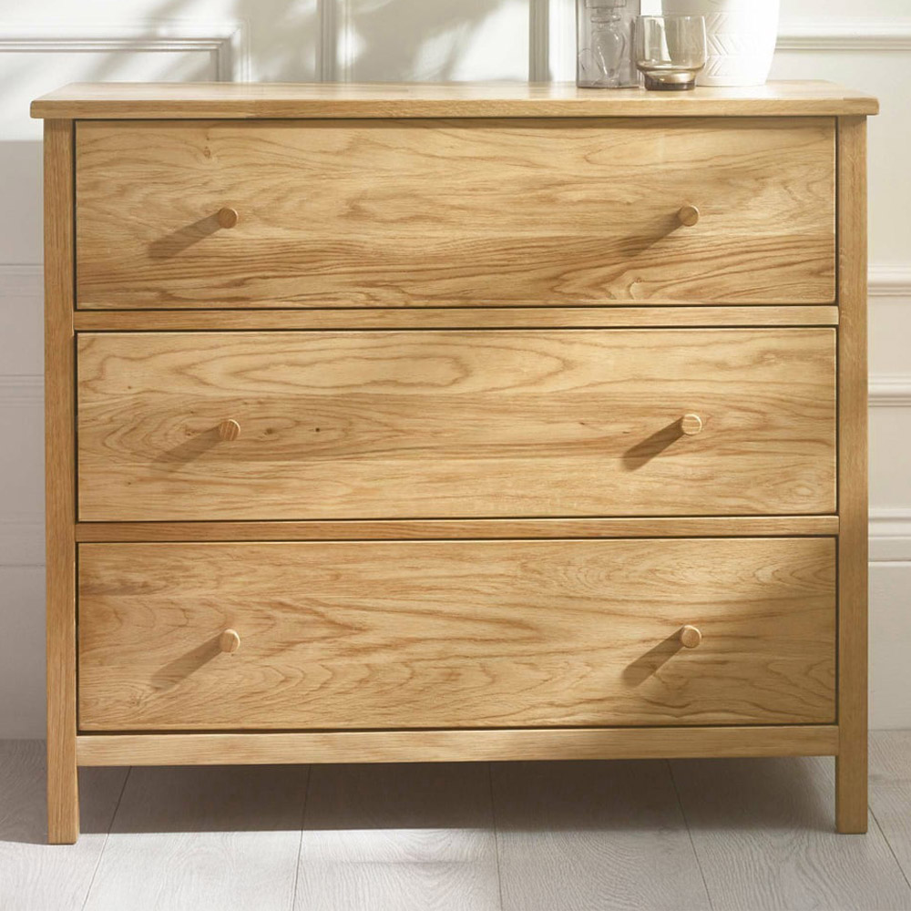 Julian Bowen Coxmoor 3 Drawer Oak Chest of Drawers Image 1