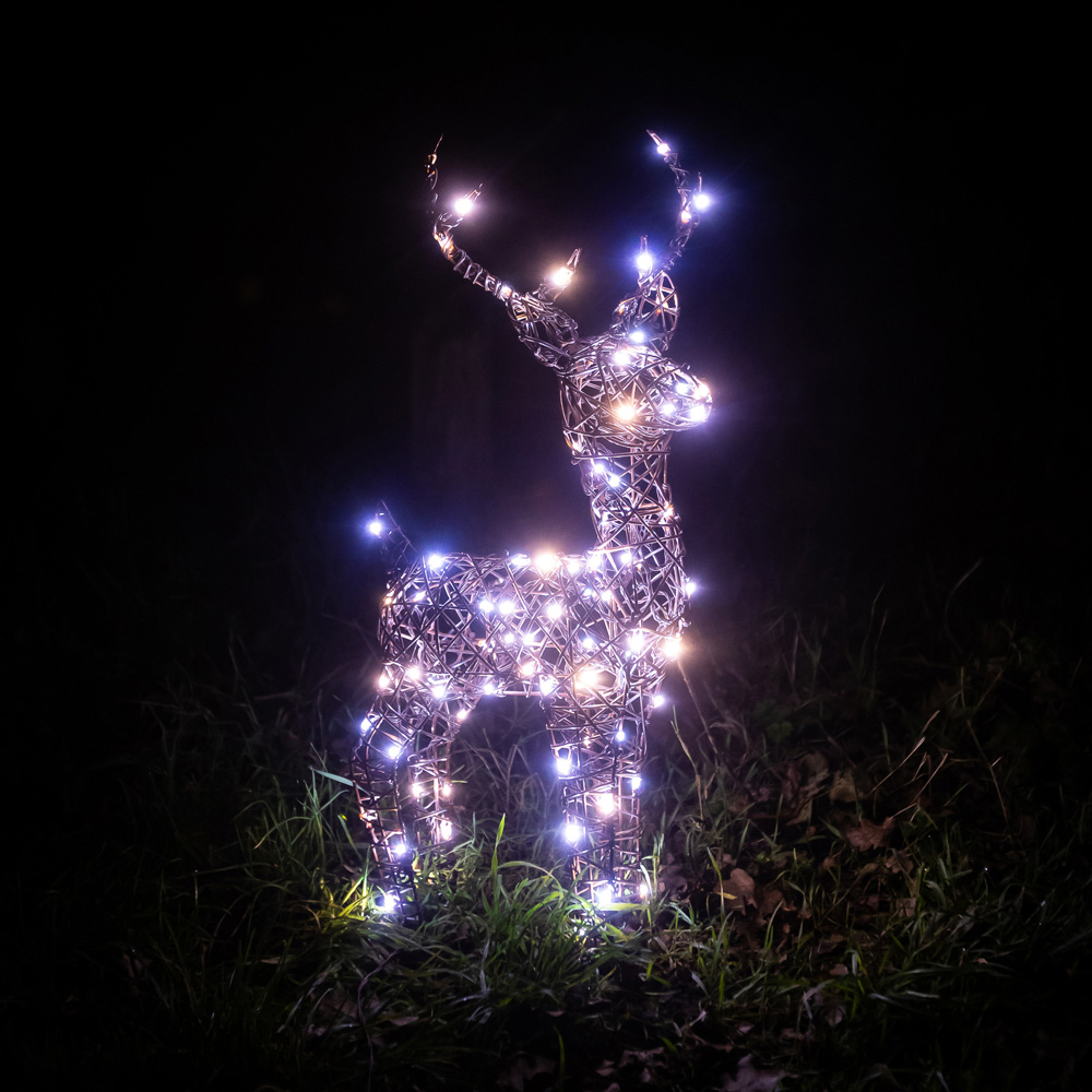 The Christmas Centre 90 LED Brown Wicker Light-Up Small Stag Reindeer 60cm Image 8