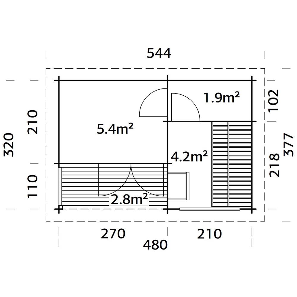 Palmako Sanna 15.7 x 10.4ft Pent Outdoor Sauna Image 8