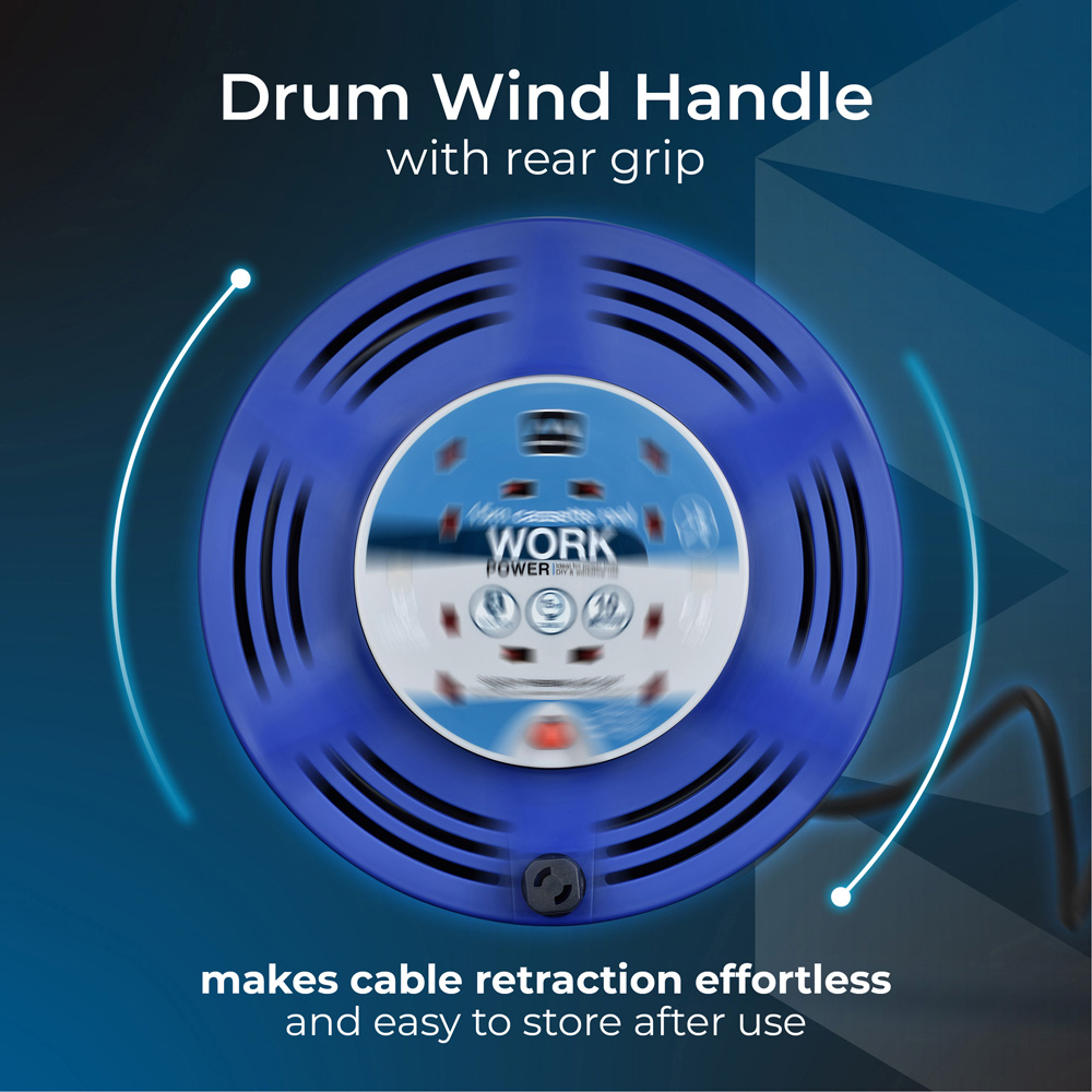 Masterplug Blue 10A 4 Socket Large Cassette Cable Reel 15m Image 7