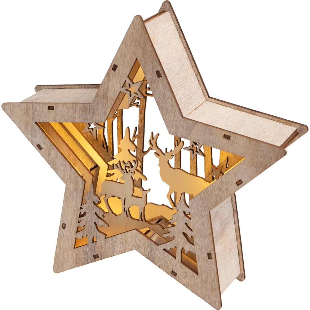 St Helens Festive Light Up Wooden Christmas Star Decoration Image 3