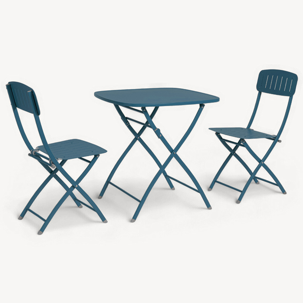 Royalcraft Venice 2 Seater Caribbean Blue Square Folding Bistro Set Image 2