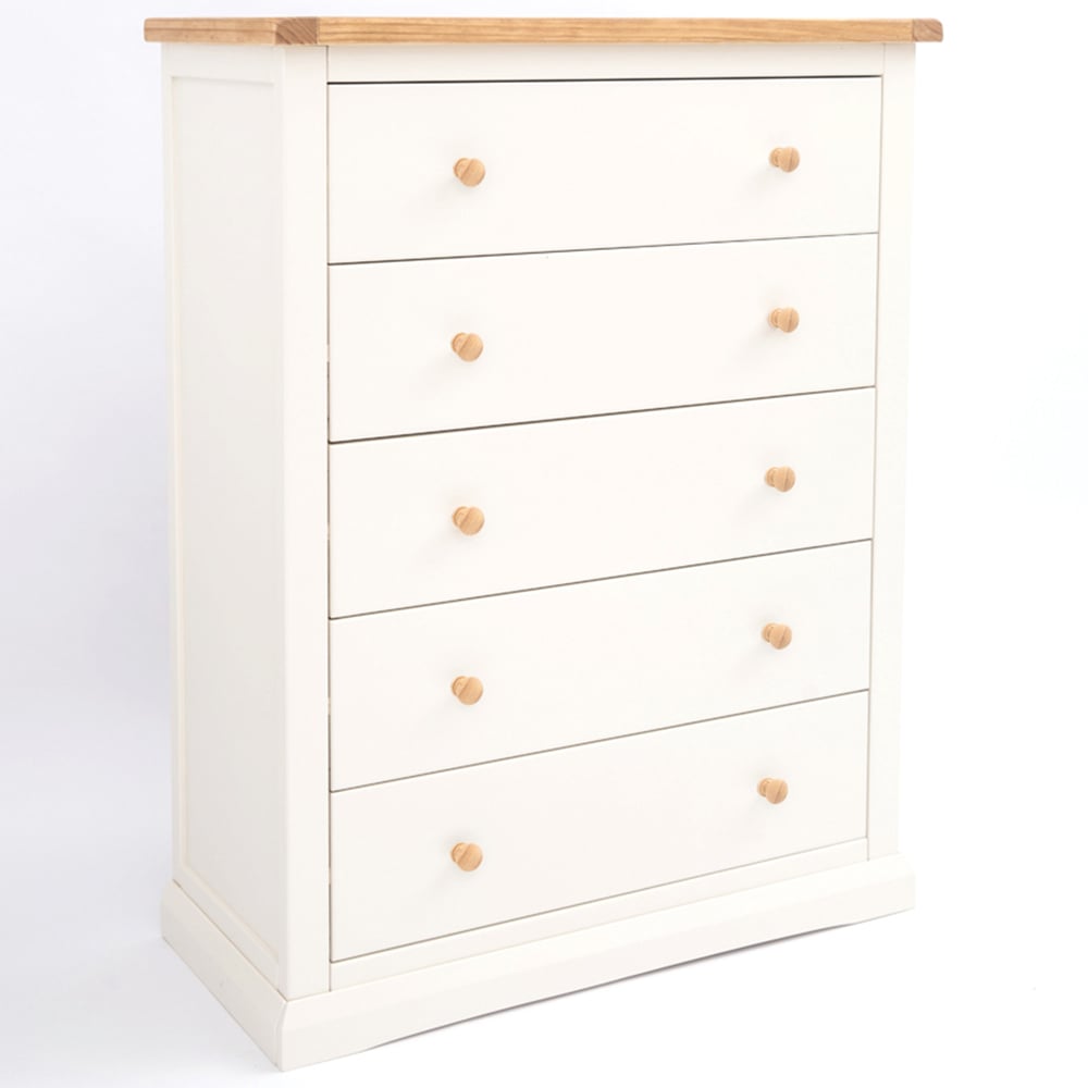 Cabinet Bits Castelli 5 Drawer White Wood Knob Chest of Drawers Image 3