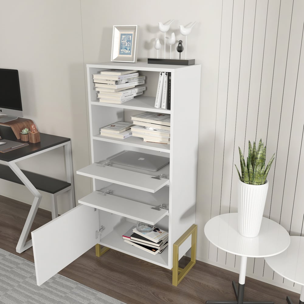 Decorotika Utopie 3 Door 2 Shelf White Modern Bookshelf Image 6